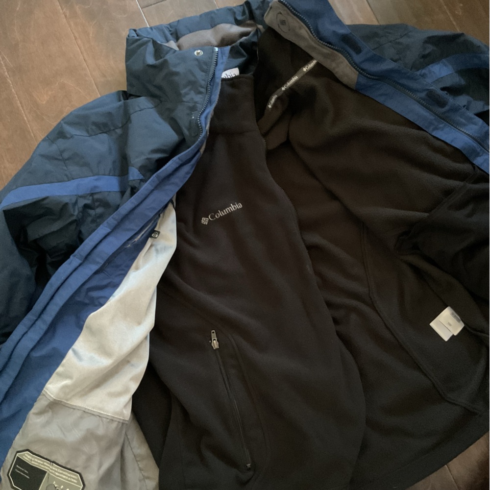 VTG Men’s Columbia 3 in 1 Jacket waterproof blue black XL